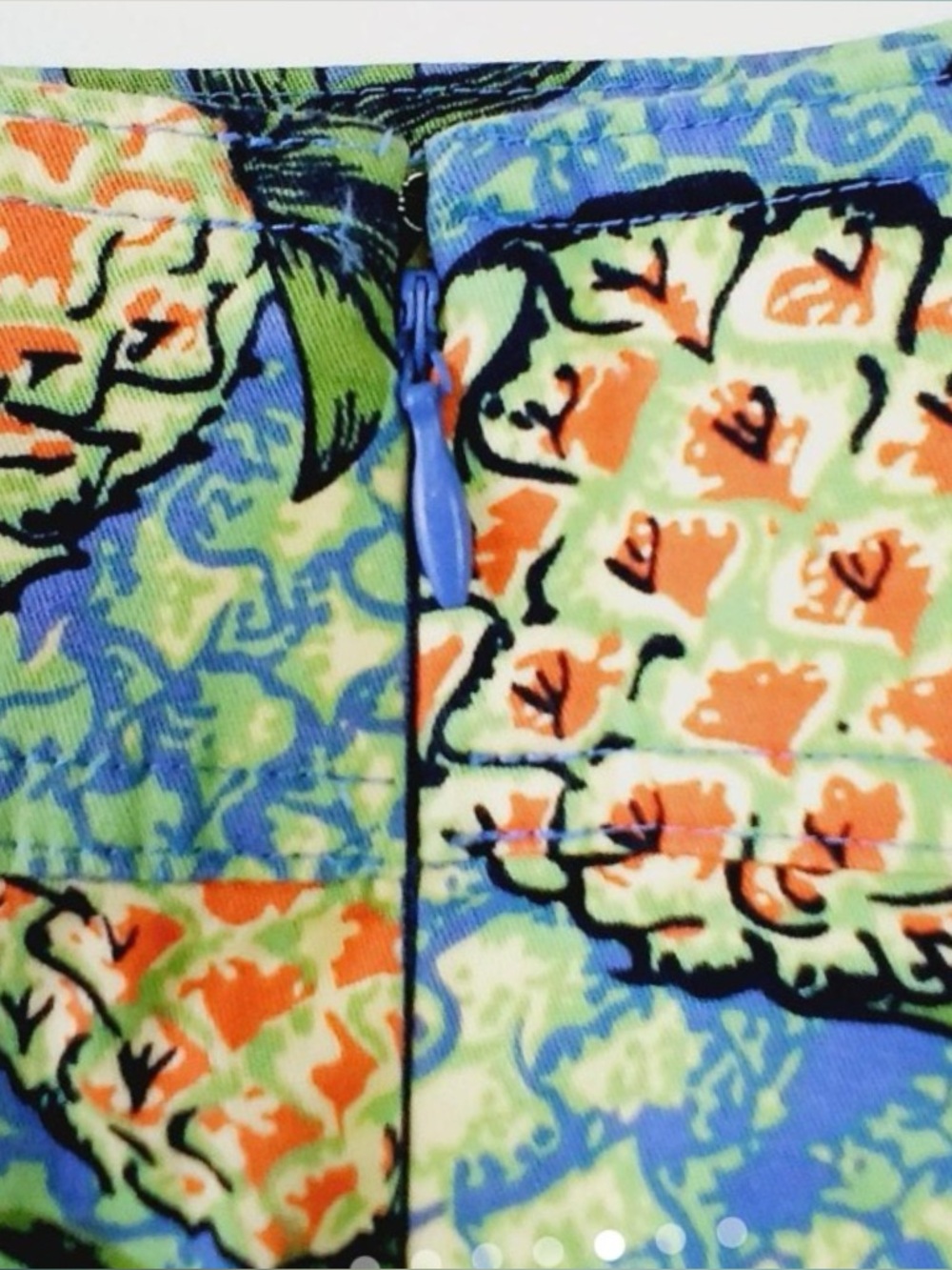 Talbots Pineapple Print Skirt Women's Blue Green Yellow Size 4 Stretch Cotton - Picture 8 of 10